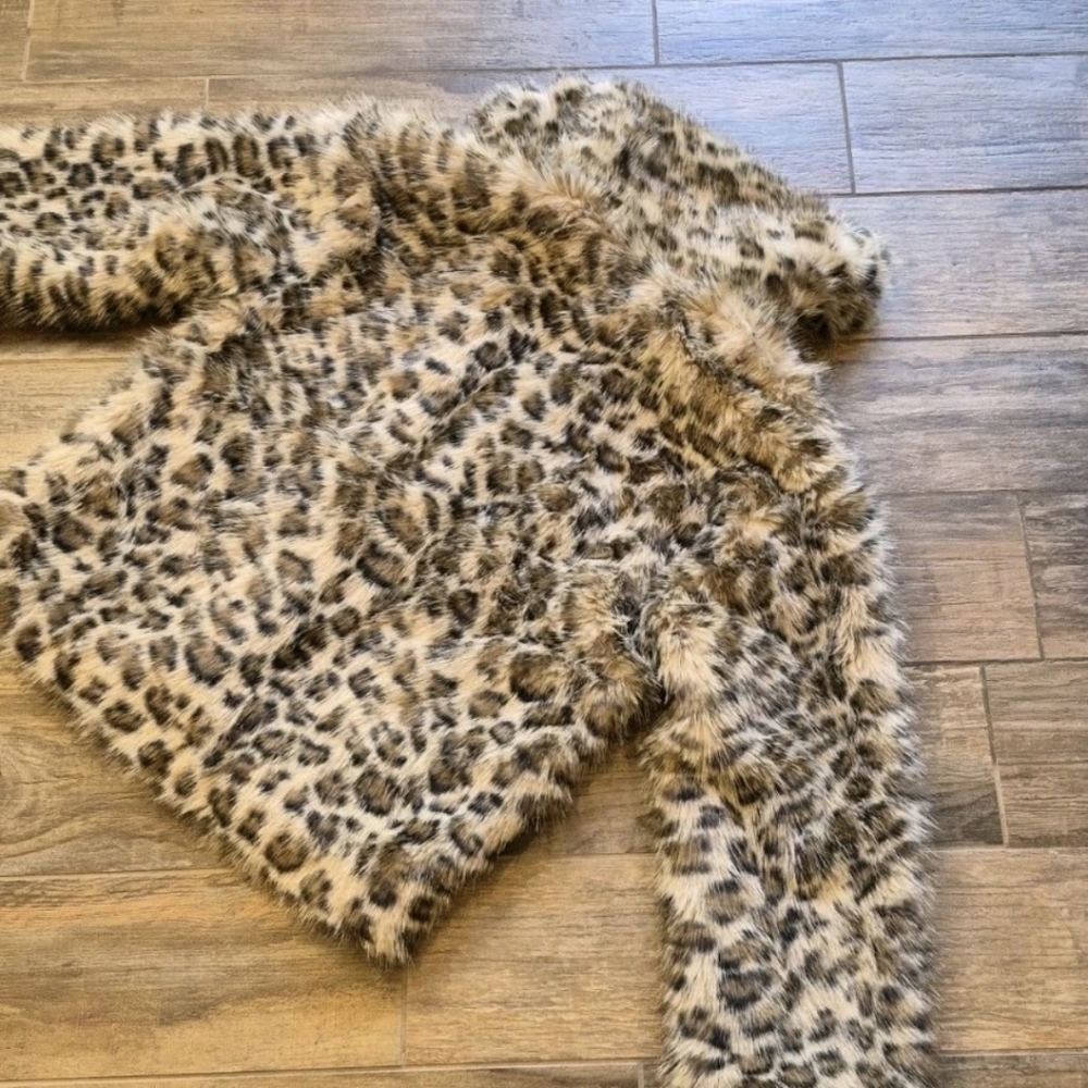 XS-M Faux Fur Animal Leopard Print Fully Lined Coat Jacket, Cotton On NWT - Picture 16 of 16